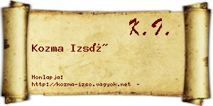 Kozma Izsó névjegykártya
